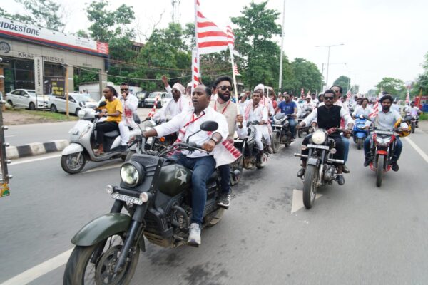 Tribal youth took out Bike Rally for Unity on the occasion of World Indigenous Day